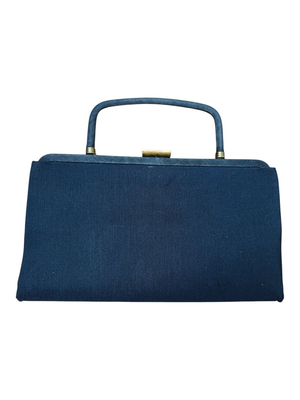 Vintage Garay navy silk faille clutch evening bag also with hidden handle